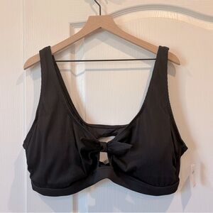 Ribbed Cutout Tie-Front Bikini Top